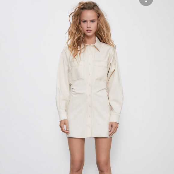 Zara Dresses & Skirts - Zara batwing dolman sleeve button up dress